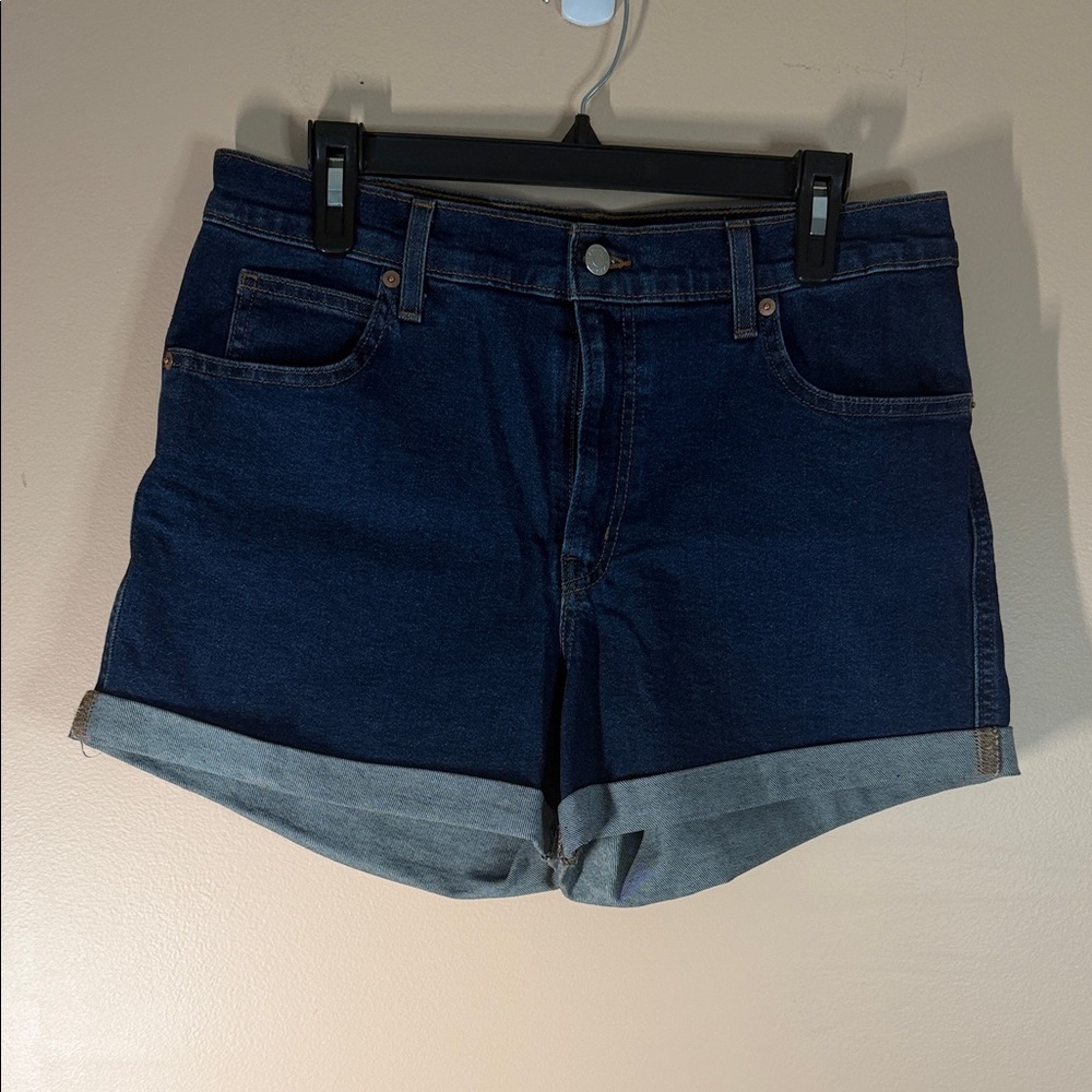 Signature by Levi Strauss Dark Blue Rolled Cuff Jean Shorts